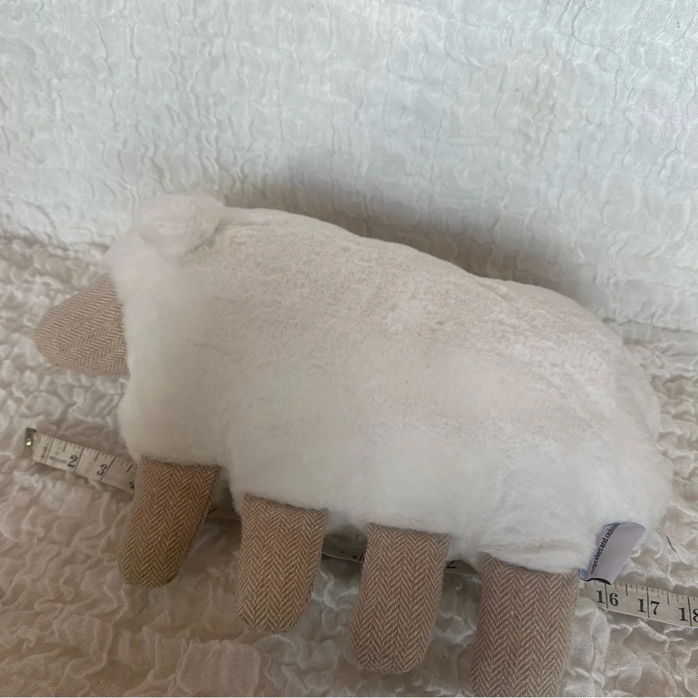 Sheep Plush Pillow Cream Faux Fur Cottagecore Nursery Decor Accent